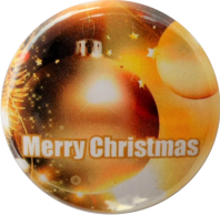 Button "Merry Christmas" Weihnachtskugel gold